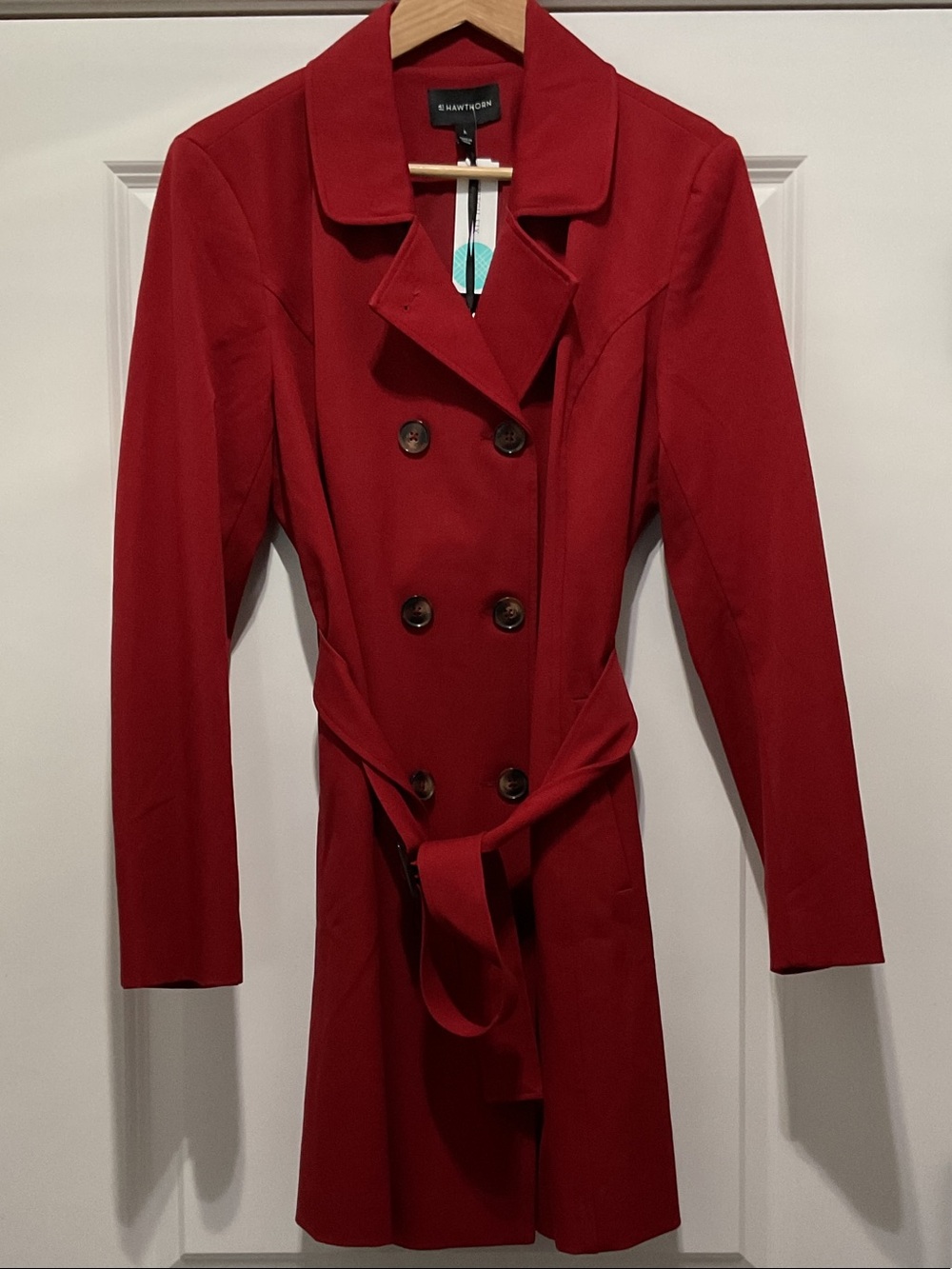 41 Hawthorn Red Double-Breasted Trench with Waist Tie